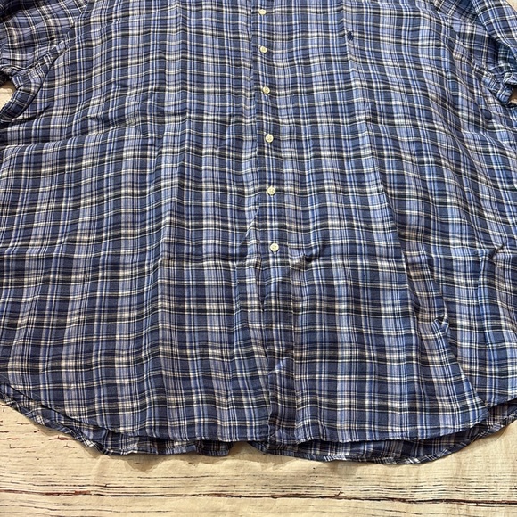Ralph Lauren Blue Plaid Linen Button Down Shirt sz 4XLT - Picture 6 of 9